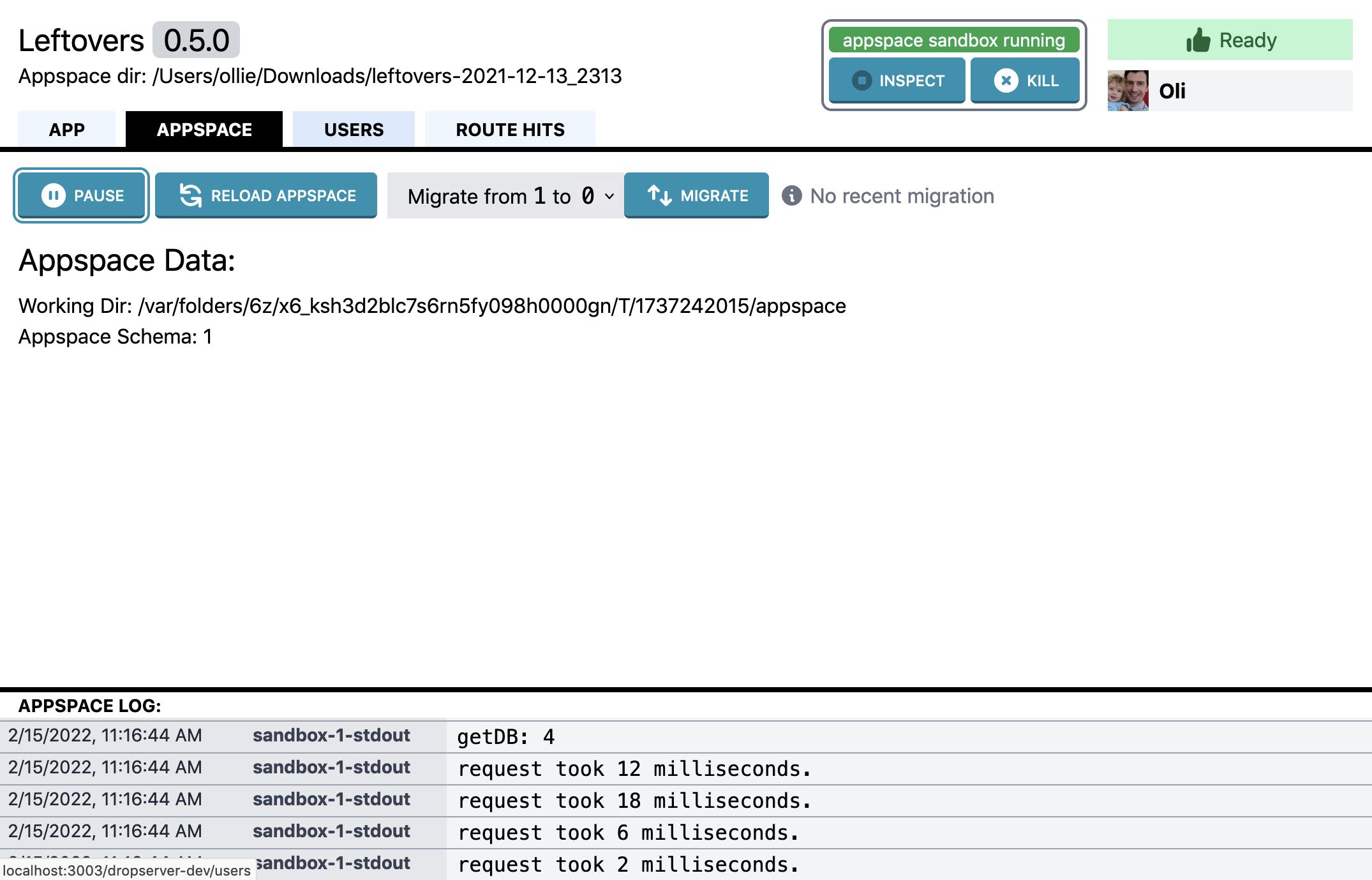 ds-dev appspace tab